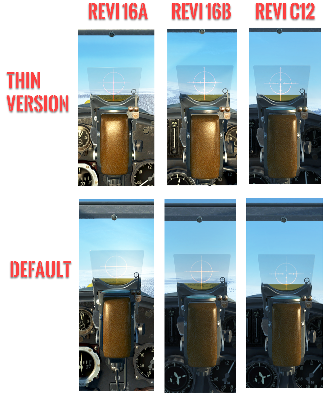 EffeDB Mod German Revi_c12" and "Revi_16a" Gunsights Mods IL2