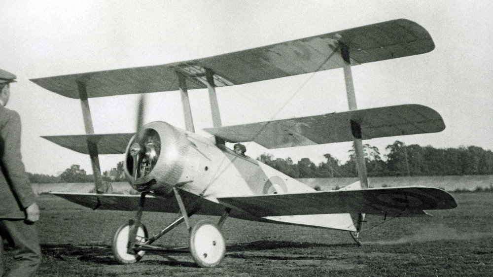 Harry Hawker taxies the Triplane prototype at Brooklands after its first flight..jpg